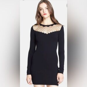 RED Valentino Black Dress with Sheer Polka Dot Detail sweater dress